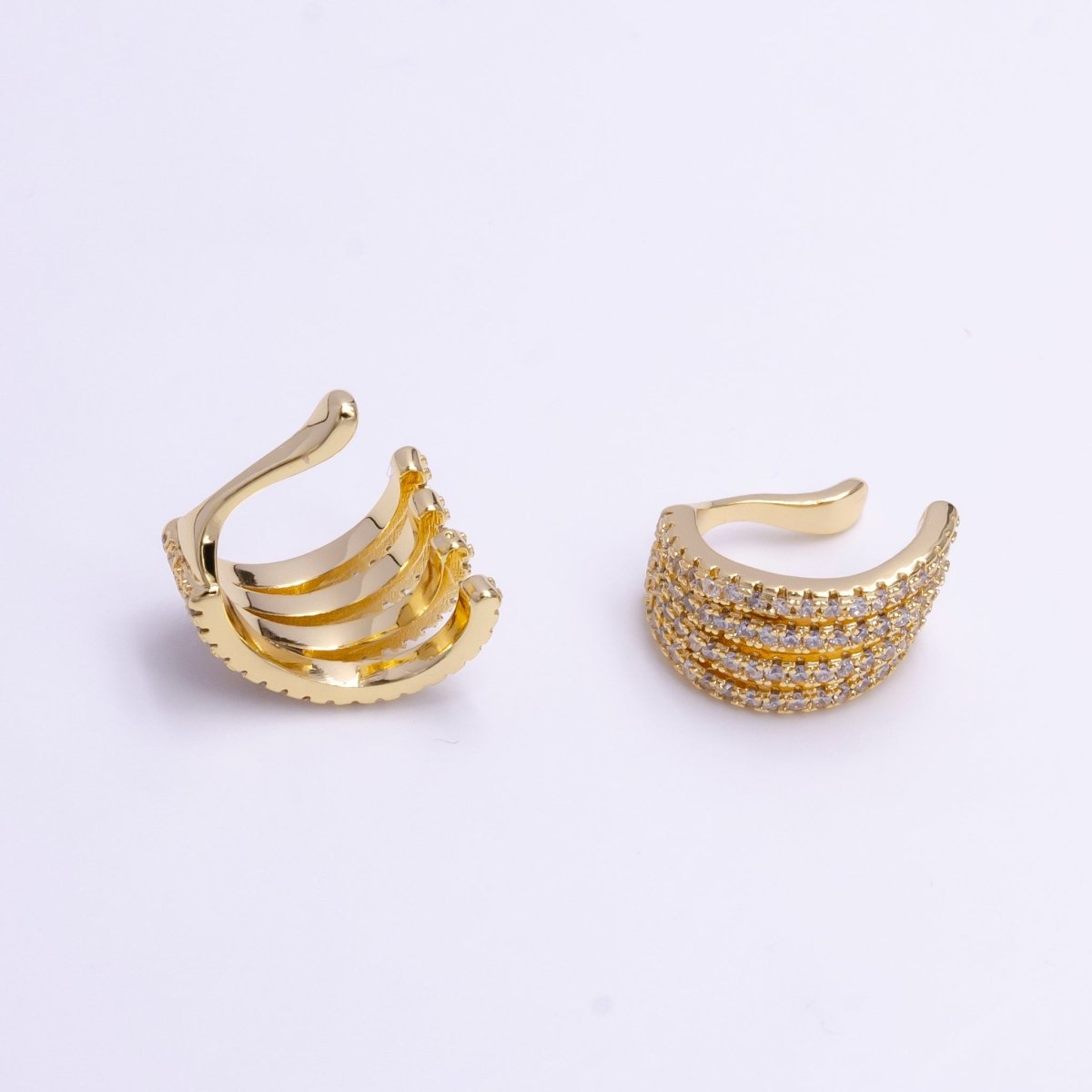OS 16K Gold Filled Multiple Band Micro Paved Ear Cuff Earrings AI-149