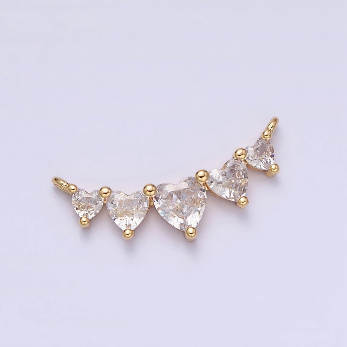 16K Gold Filled Multiple Heart Clear CZ Lined in Gold & Silver | Y-902