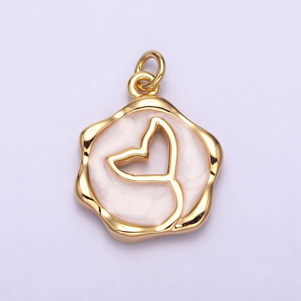 16K Gold Filled Ocean Whale Tail White, Pink, Blue Sparkly Enamel Stamped Charm | AC1093 - AC1098