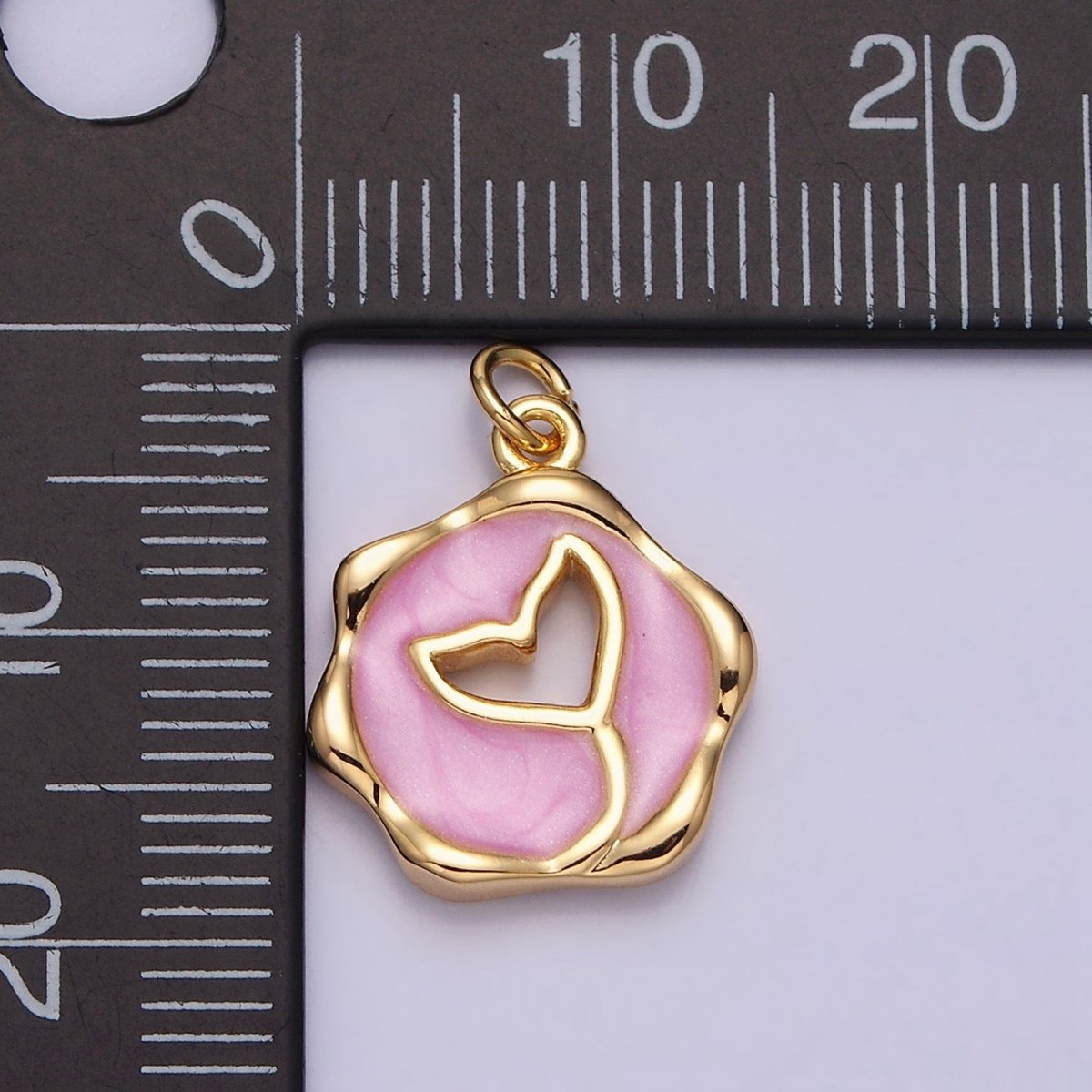 16K Gold Filled Ocean Whale Tail White, Pink, Blue Sparkly Enamel Stamped Charm | AC1093 - AC1098