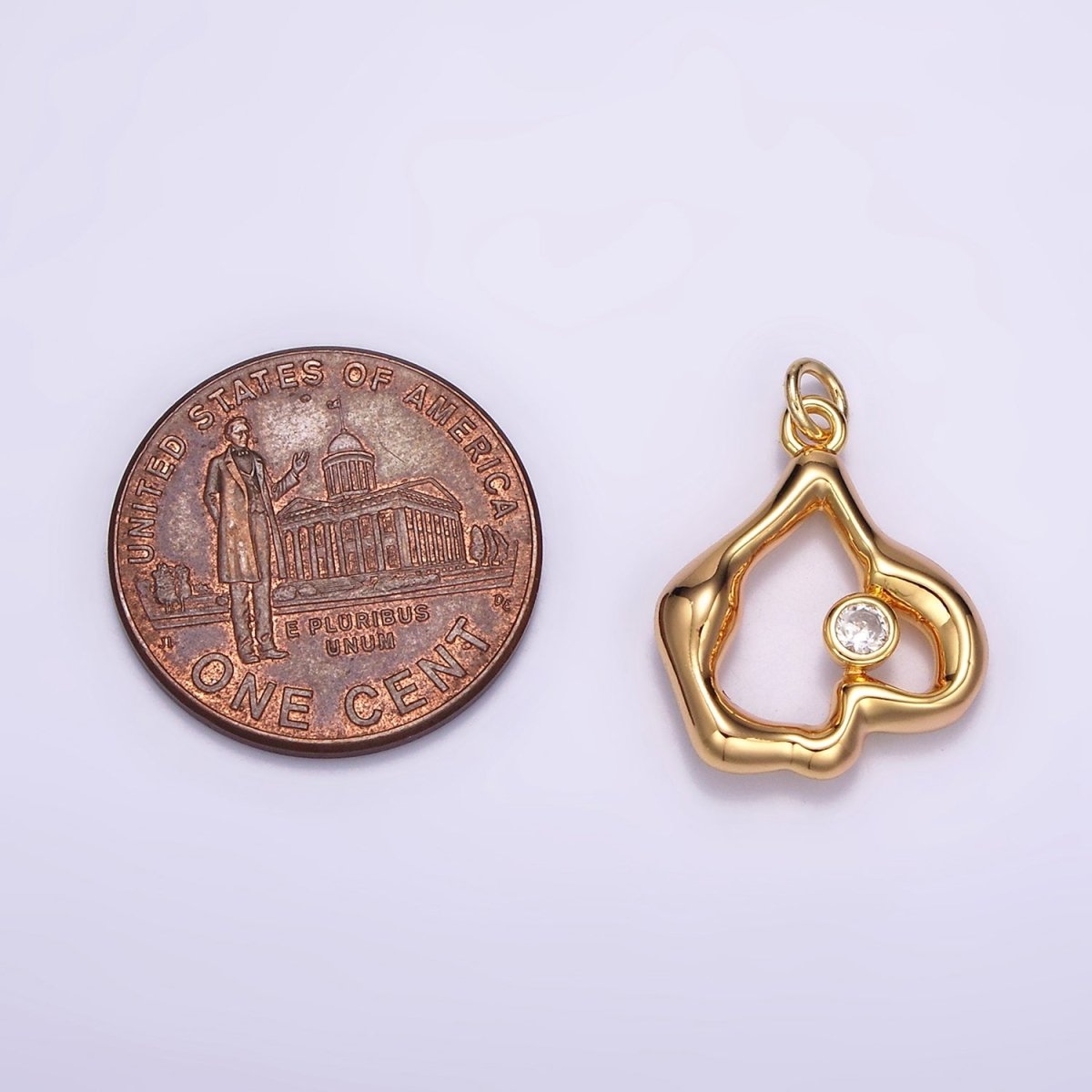 16K Gold Filled Open CZ Abstract Molten Band Charm | AG455