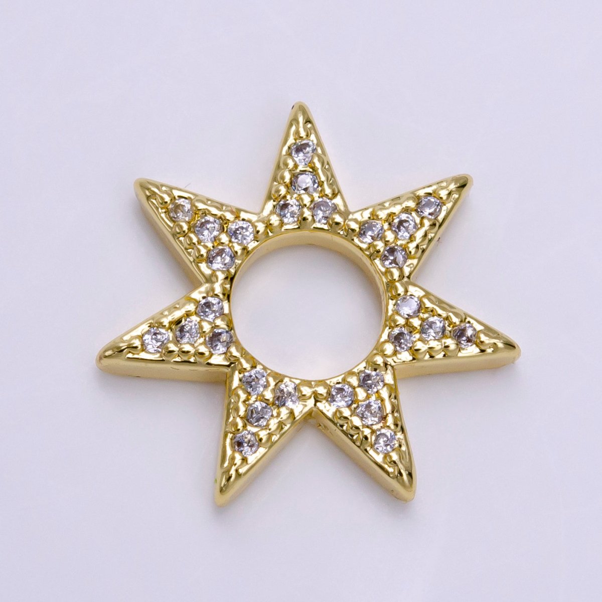 16K Gold Filled Open Micro Paved CZ Celestial Star Open Charm Jewelry Making Supply | Z-931
