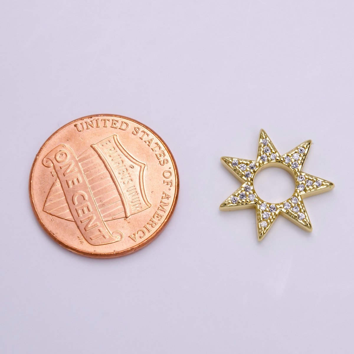 16K Gold Filled Open Micro Paved CZ Celestial Star Open Charm Jewelry Making Supply | Z-931