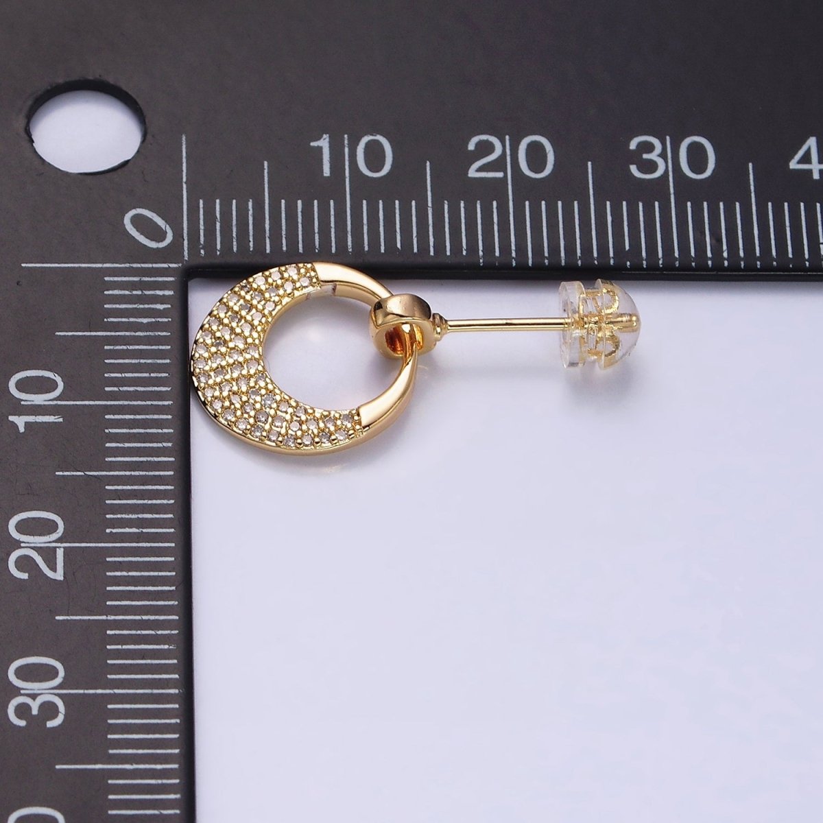 16K Gold Filled Open Micro Paved CZ Round Circle Drop Stud Earrings in Gold & Silver | AD1068 AD1069