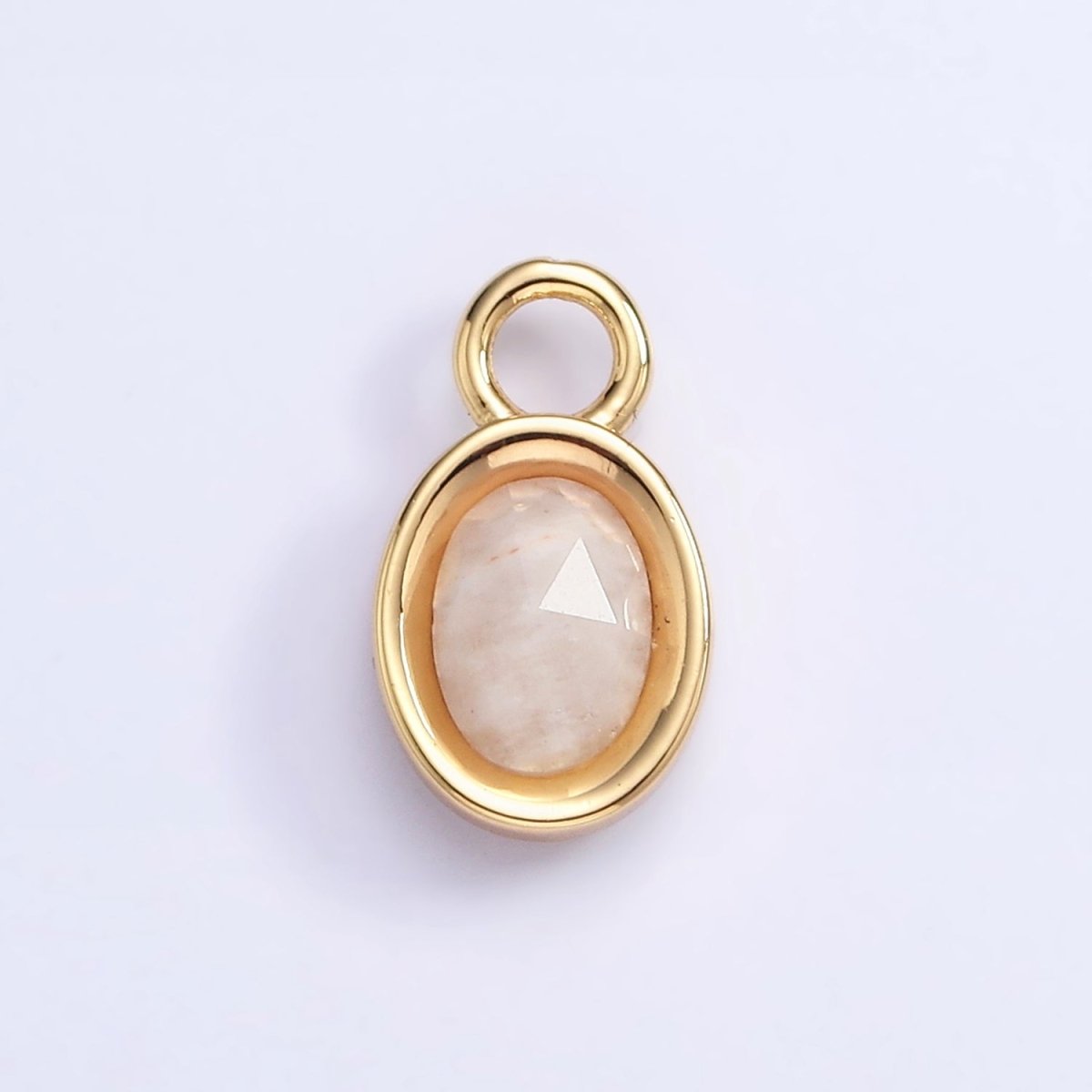16K Gold Filled Oval Multifaceted Natural Gemstone Personalized Add-On Charm | AC1479 - AC1491