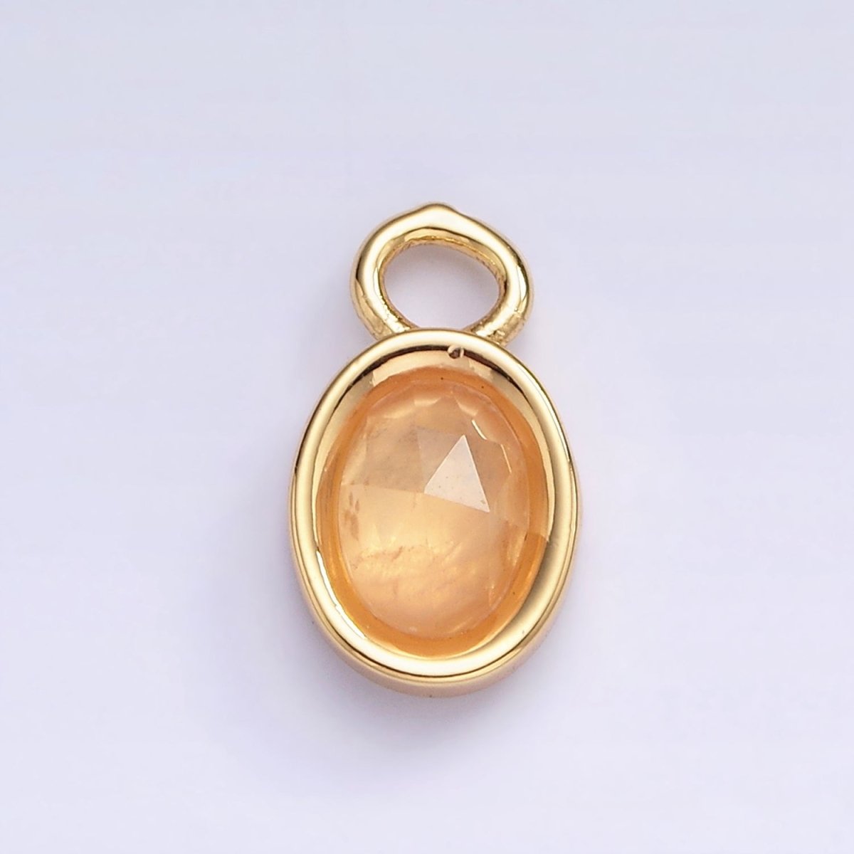 16K Gold Filled Oval Multifaceted Natural Gemstone Personalized Add-On Charm | AC1479 - AC1491