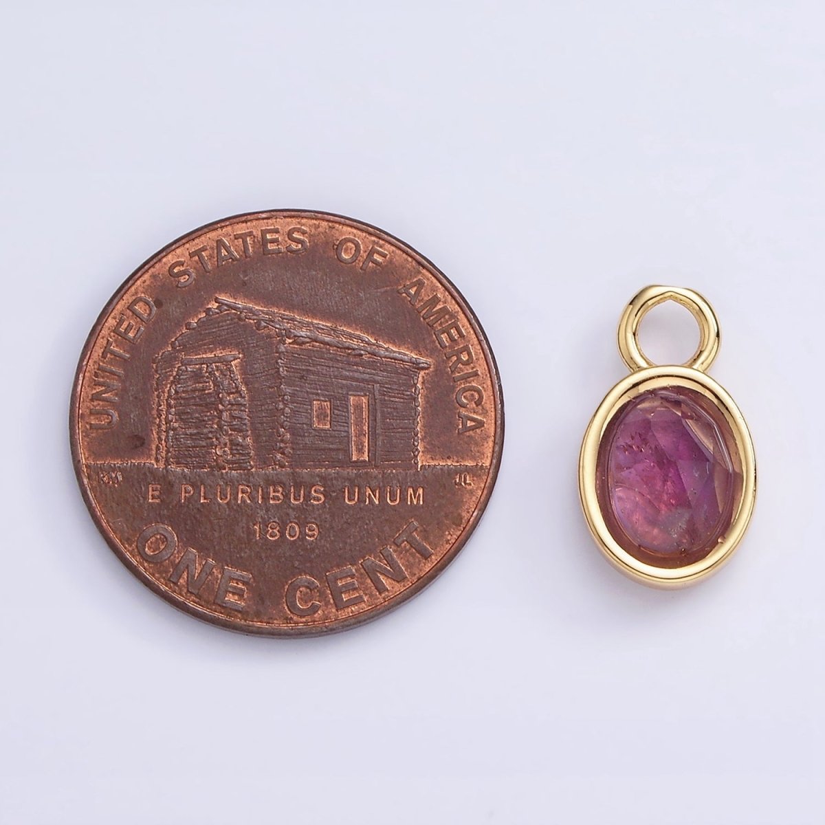 16K Gold Filled Oval Multifaceted Natural Gemstone Personalized Add-On Charm | AC1479 - AC1491