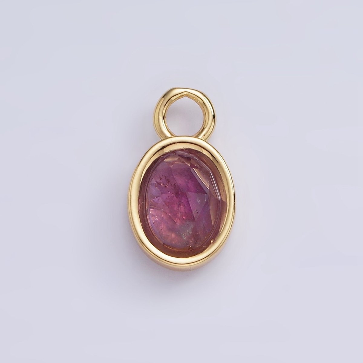 16K Gold Filled Oval Multifaceted Natural Gemstone Personalized Add-On Charm | AC1479 - AC1491