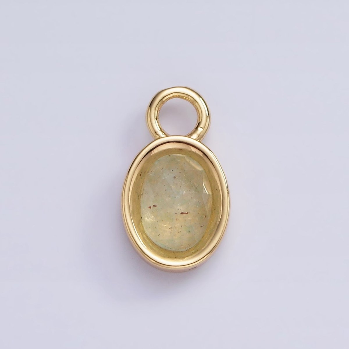 16K Gold Filled Oval Multifaceted Natural Gemstone Personalized Add-On Charm | AC1479 - AC1491