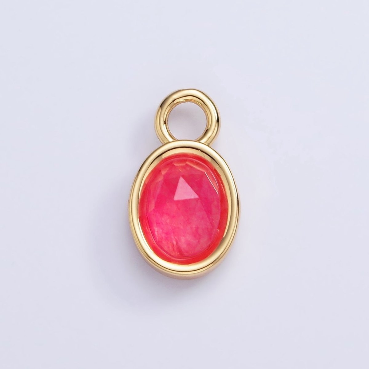 16K Gold Filled Oval Multifaceted Natural Gemstone Personalized Add-On Charm | AC1479 - AC1491