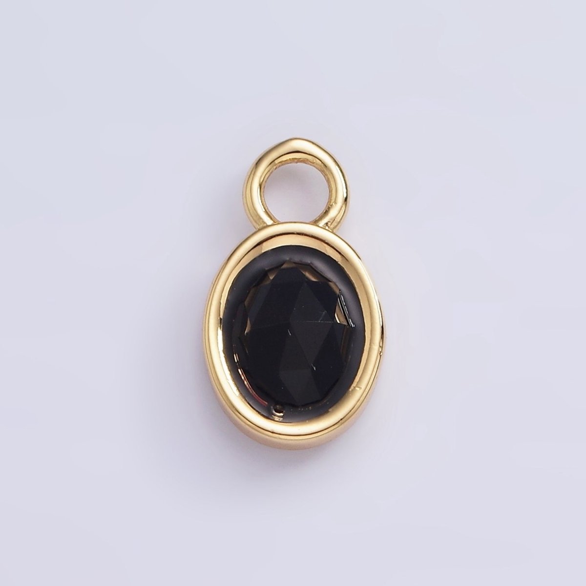 16K Gold Filled Oval Multifaceted Natural Gemstone Personalized Add-On Charm | AC1479 - AC1491