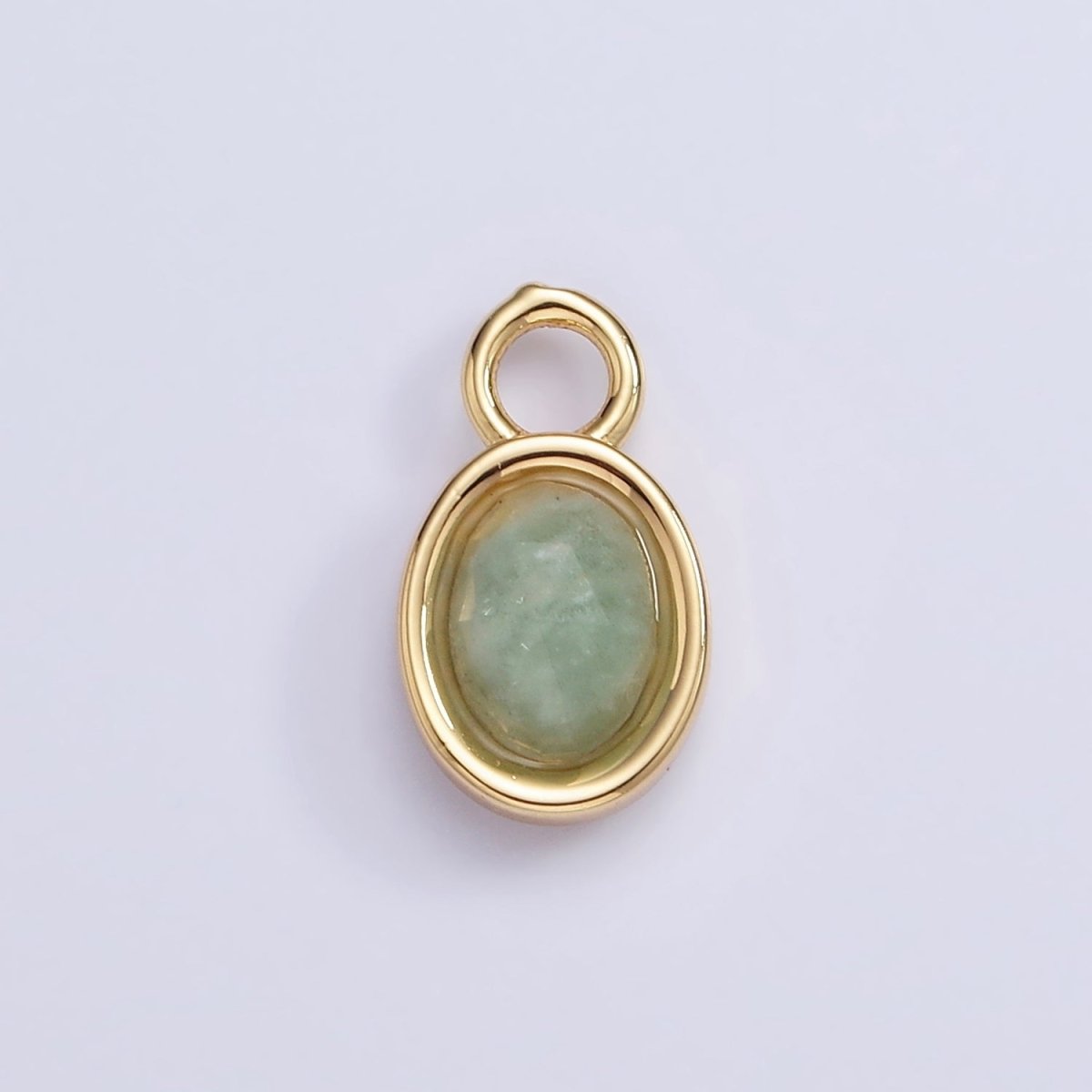 16K Gold Filled Oval Multifaceted Natural Gemstone Personalized Add-On Charm | AC1479 - AC1491