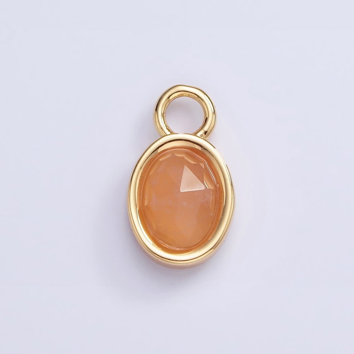 16K Gold Filled Oval Multifaceted Natural Gemstone Personalized Add-On Charm | AC1479 - AC1491
