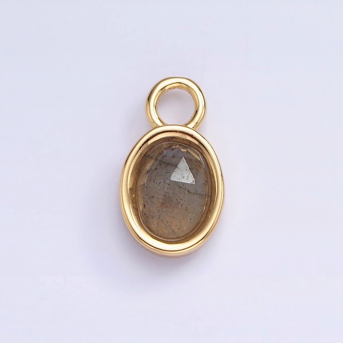 16K Gold Filled Oval Multifaceted Natural Gemstone Personalized Add-On Charm | AC1479 - AC1491