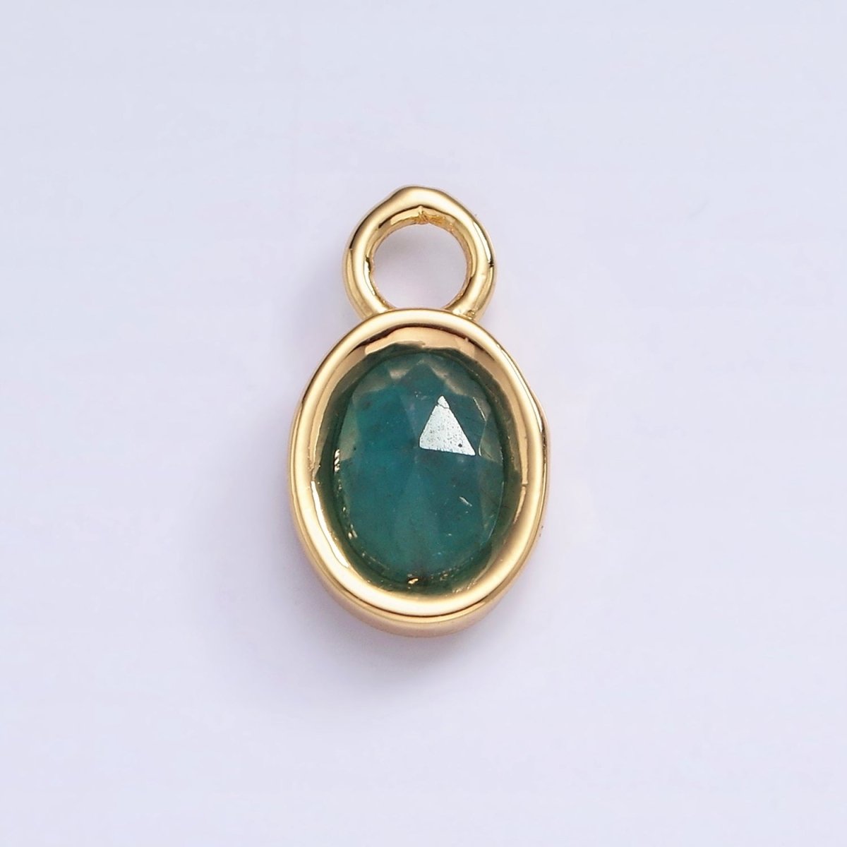 16K Gold Filled Oval Multifaceted Natural Gemstone Personalized Add-On Charm | AC1479 - AC1491