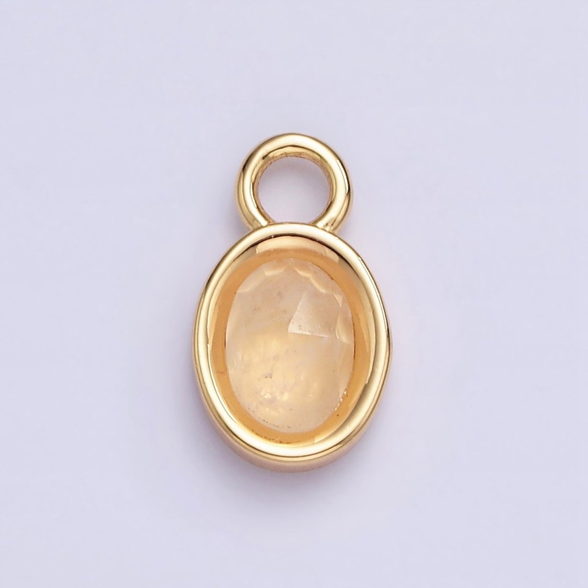 16K Gold Filled Oval Multifaceted Natural Gemstone Personalized Add-On Charm | AC1479 - AC1491