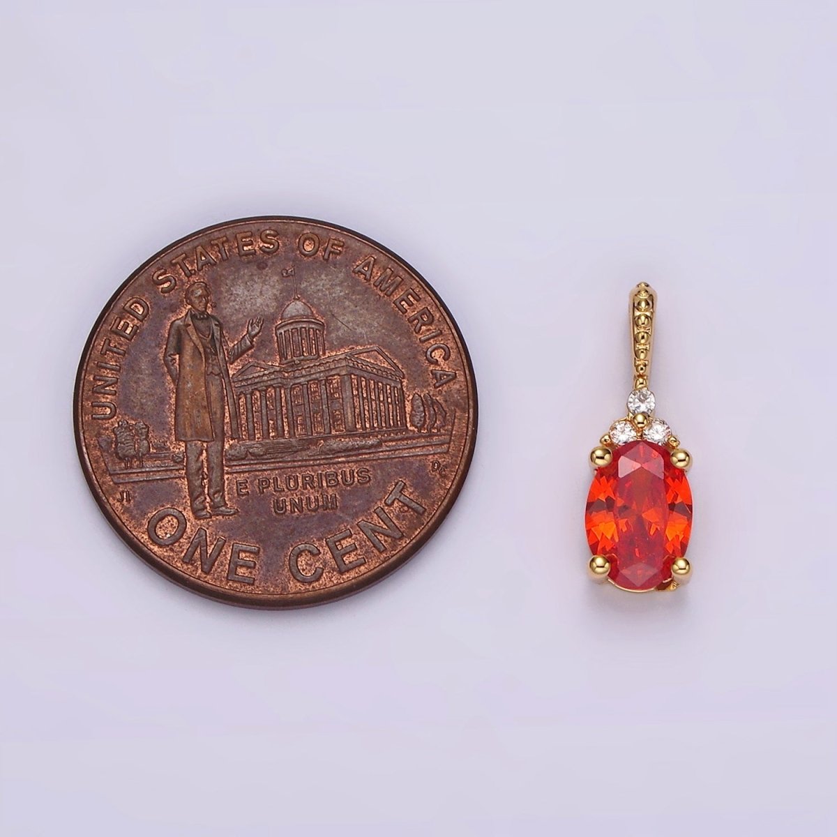 16K Gold Filled Oval Triple CZ Bezel Dotted Bail Personalized Pendant in Gold & Silver | AH001 - AH028
