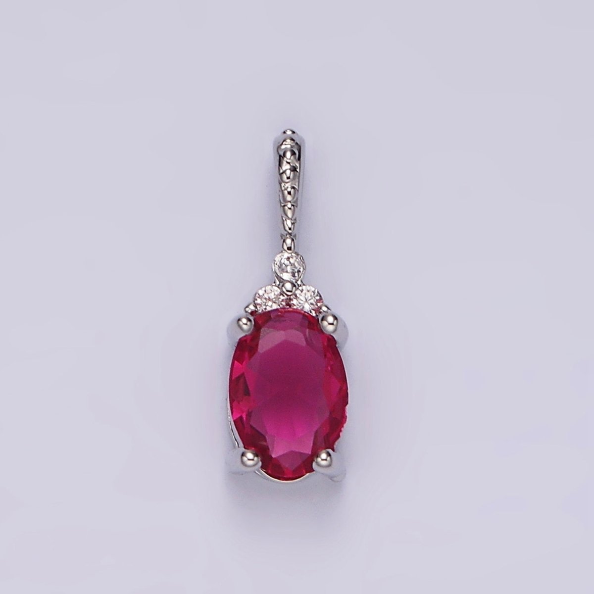 16K Gold Filled Oval Triple CZ Bezel Dotted Bail Personalized Pendant in Gold & Silver | AH001 - AH028