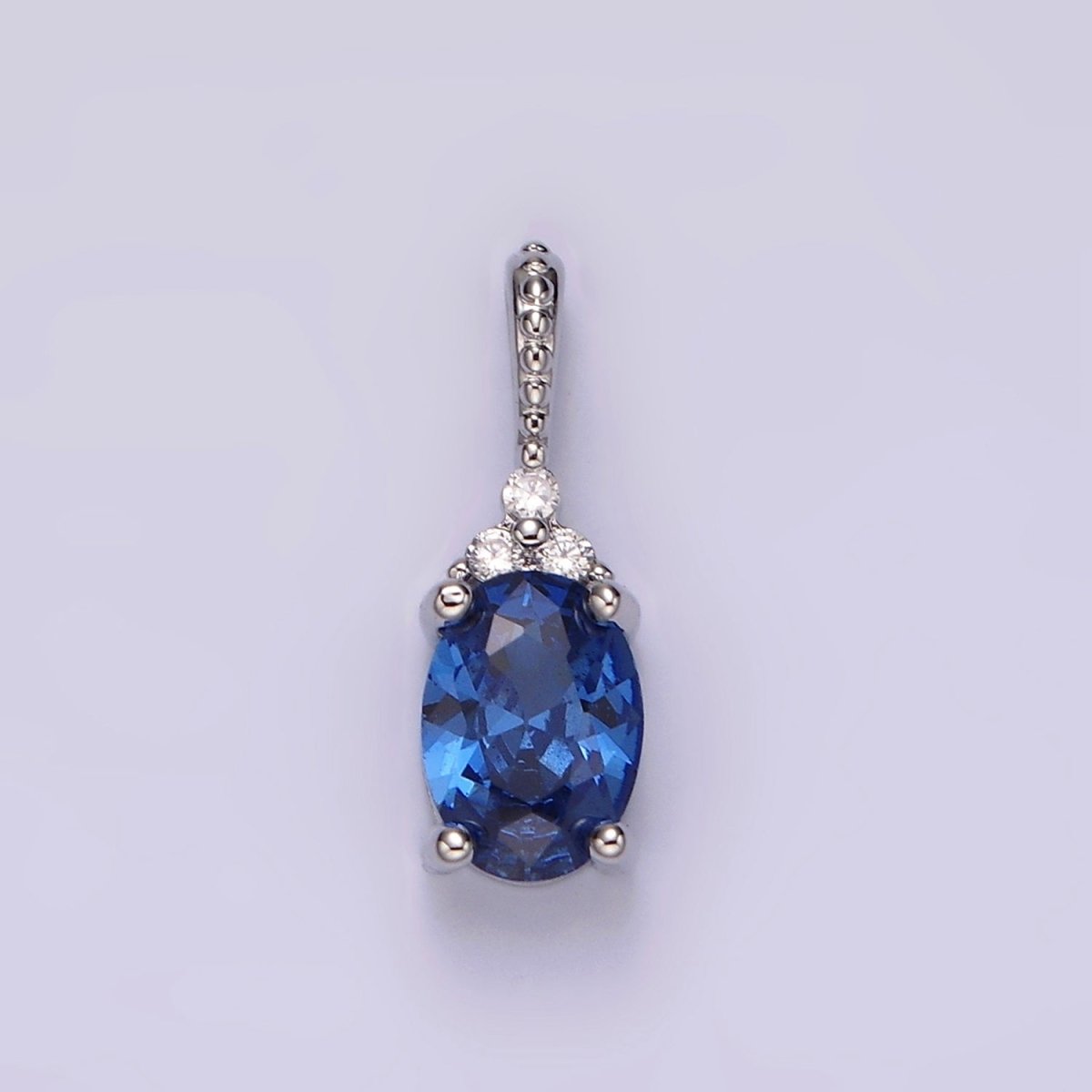 16K Gold Filled Oval Triple CZ Bezel Dotted Bail Personalized Pendant in Gold & Silver | AH001 - AH028