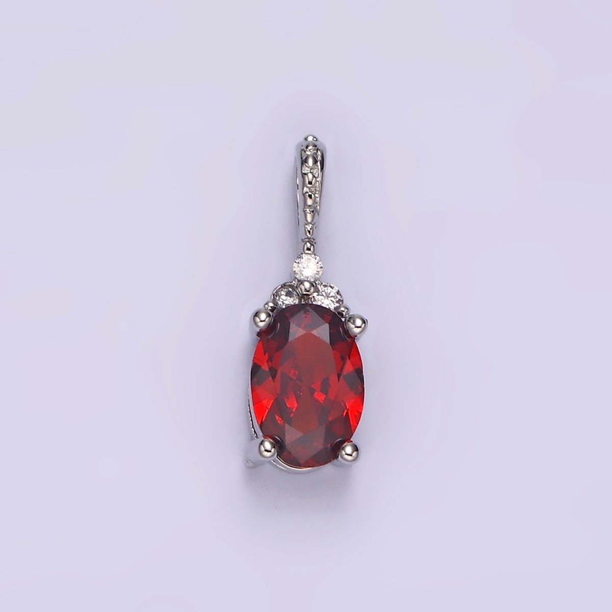 16K Gold Filled Oval Triple CZ Bezel Dotted Bail Personalized Pendant in Gold & Silver | AH001 - AH028