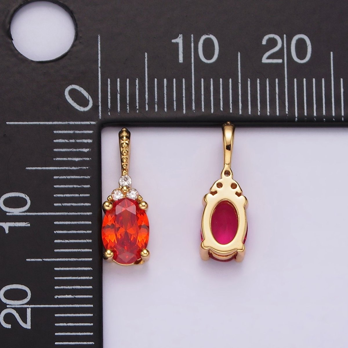 16K Gold Filled Oval Triple CZ Bezel Dotted Bail Personalized Pendant in Gold & Silver | AH001 - AH028
