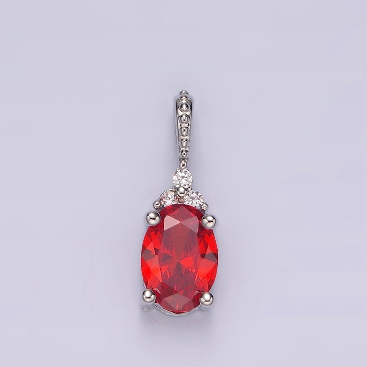 16K Gold Filled Oval Triple CZ Bezel Dotted Bail Personalized Pendant in Gold & Silver | AH001 - AH028