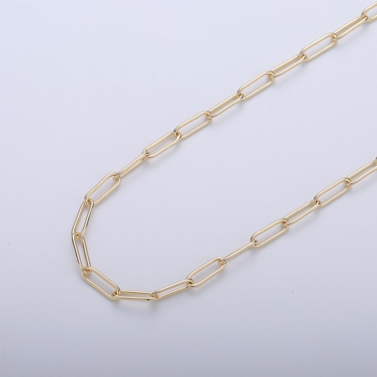 16K Gold Filled PAPER CLIP Chain for Necklace Bracelet Anklet Component Supply by Yard, Oval Link Chain | ROLL-299