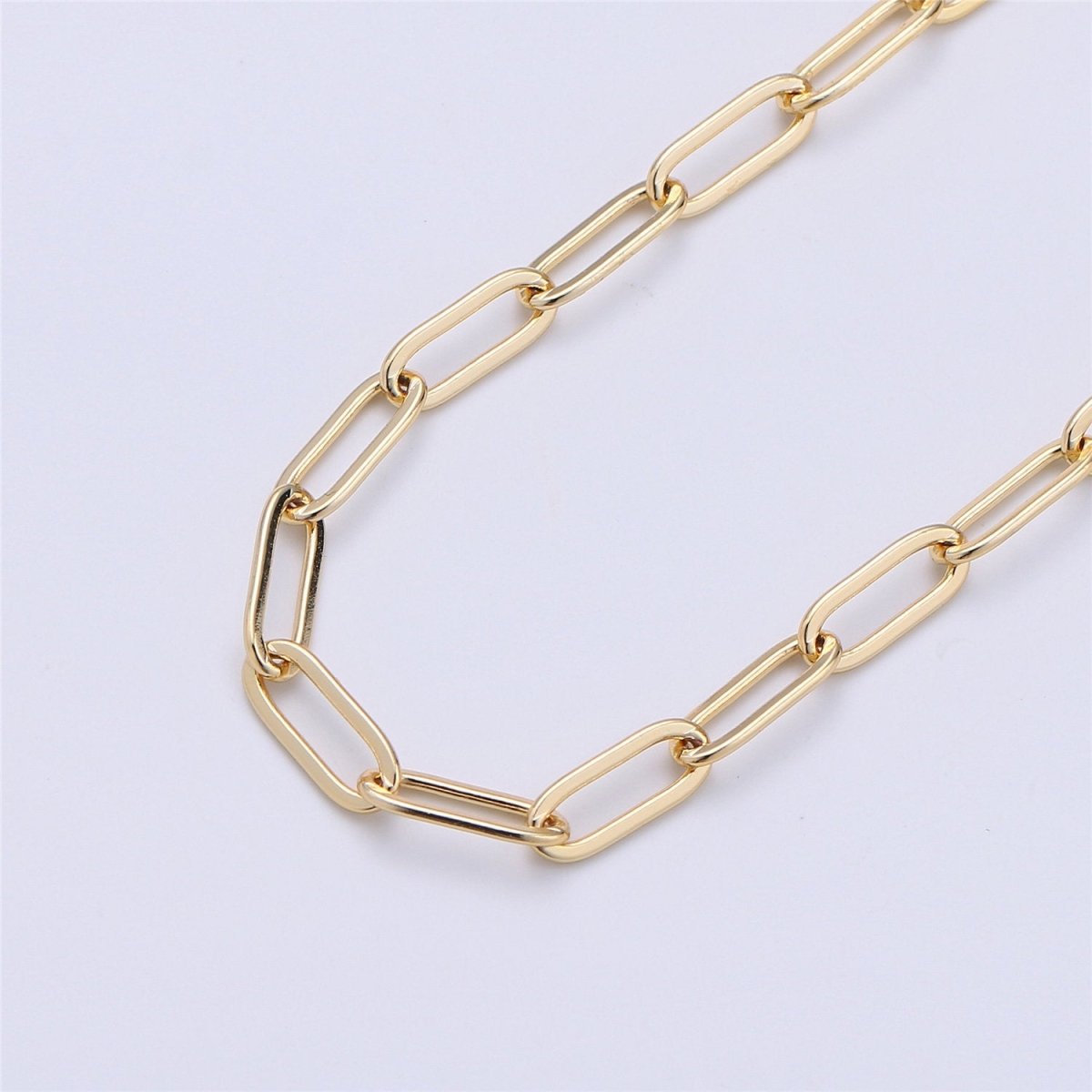 16K Gold Filled Paper Clip Chain Necklace, 2X5mm By Yard, Nickel Free, Unfinished Chain For Jewelry Component Supply | ROLL-255