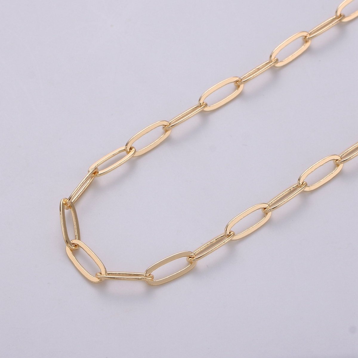 16K Gold Filled Paper Clip Chain Necklace, 9.5 X 4.5mm Oval Paper Clip Chain Sold By Yard, For Necklace Choker Bracelet Anklet Supply Component | ROLL-256