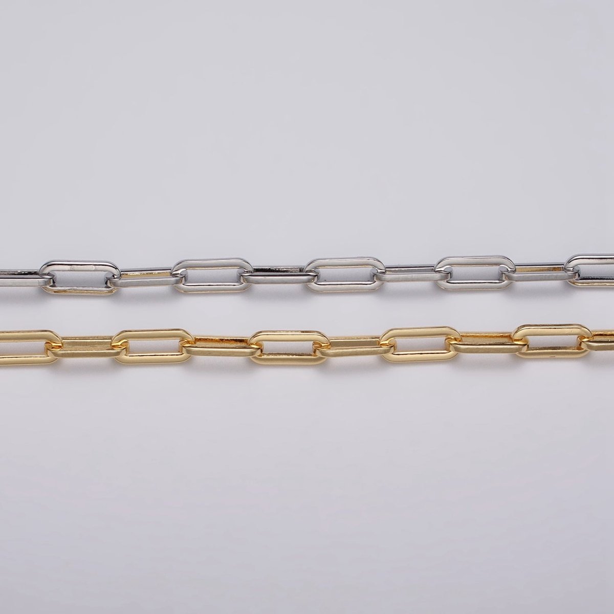 16k Gold Filled Paper Clip Unfinished 5.5mm  Chain Gold & Silver | ROLL-1149 ROLL-1150 Clearance Pricing