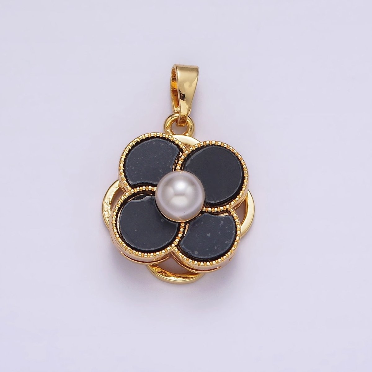 16K Gold Filled Pearl Flower Quatrefoil Spinner Pendant | AA1099 - AA1101