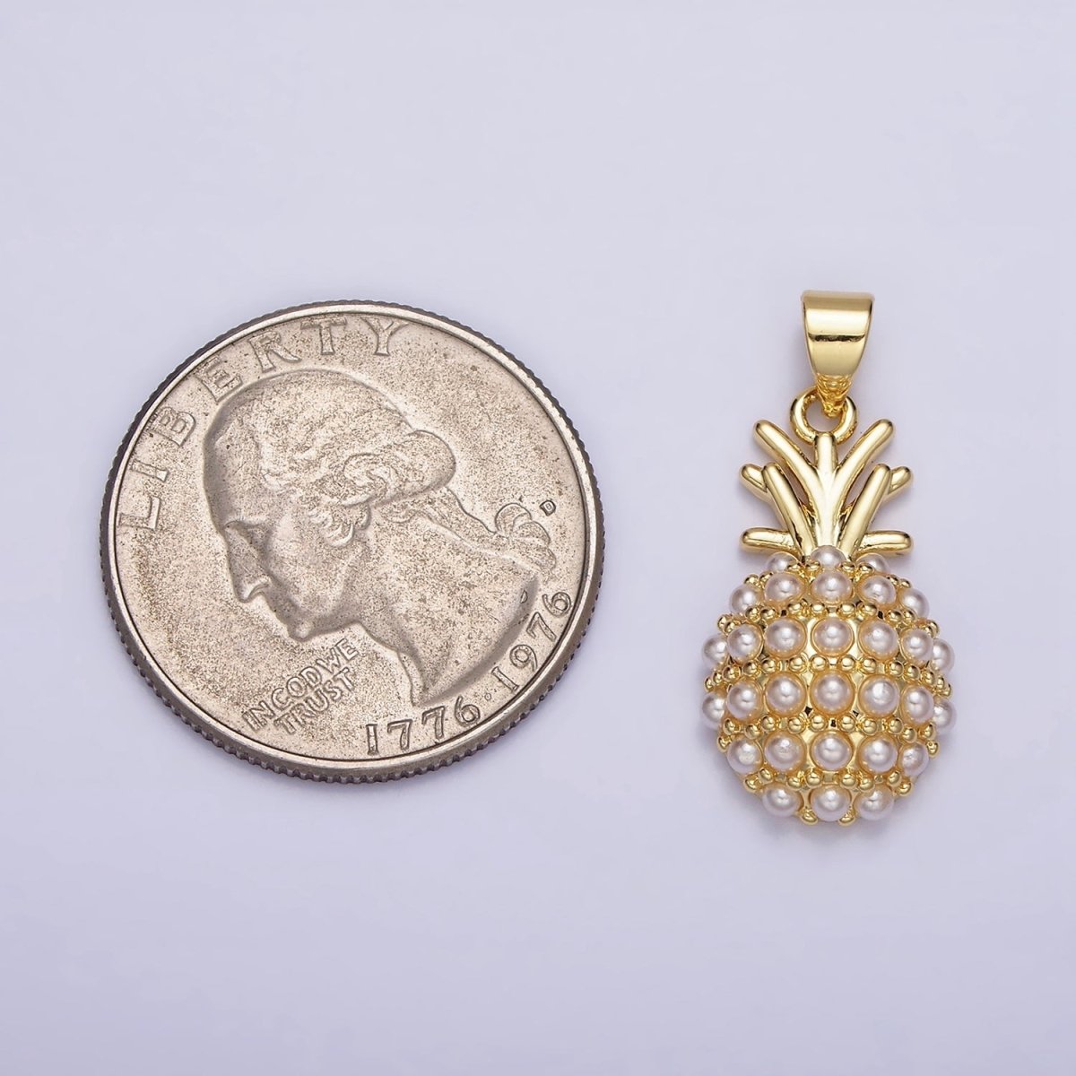 16K Gold Filled Pearl Lined Pineapple Fruit Pendant | AA440