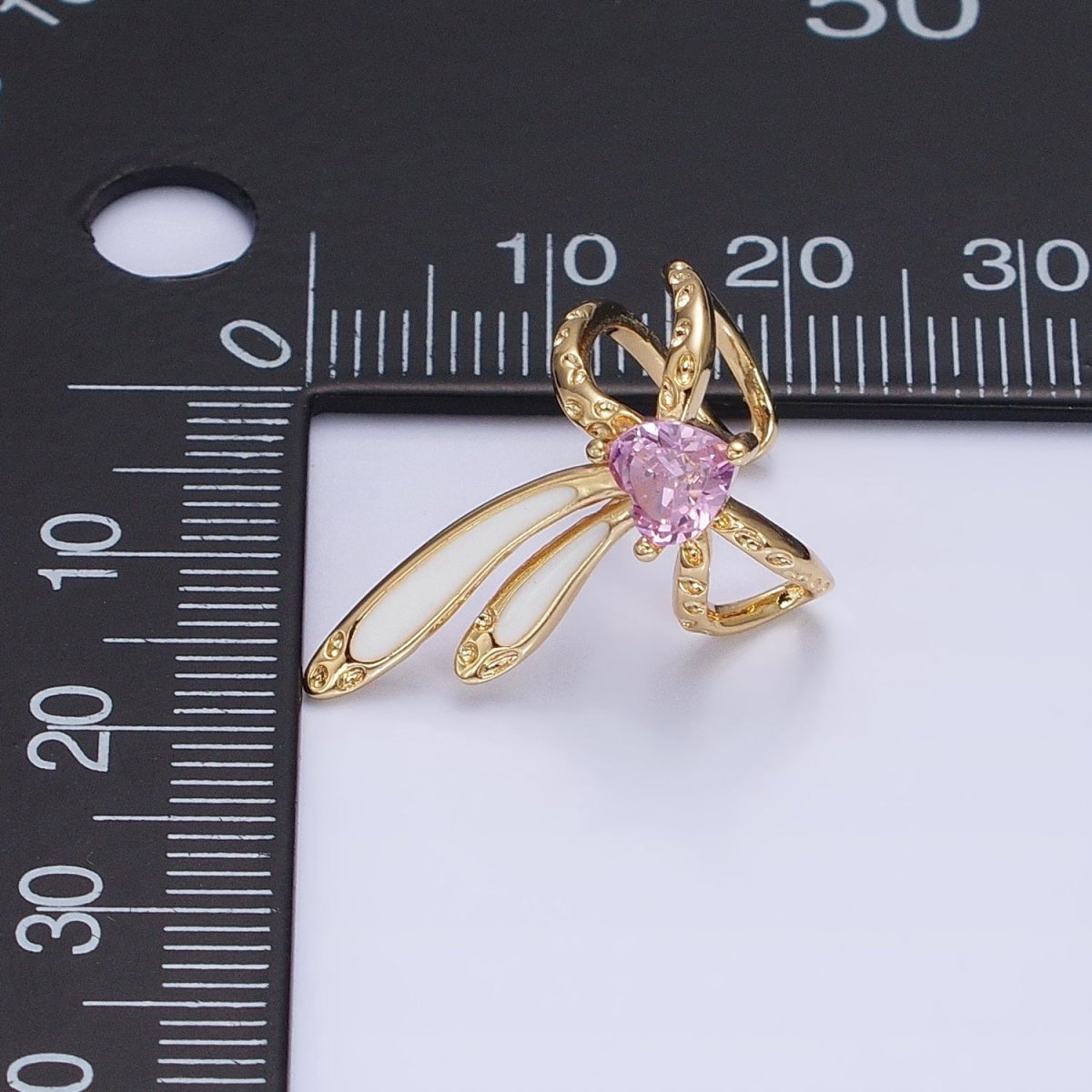 16K Gold Filled Pink CZ Heart White Bunny Ears Hammered Double Band Ear Cuff Earrings in Silver & Gold | AI013 AI014