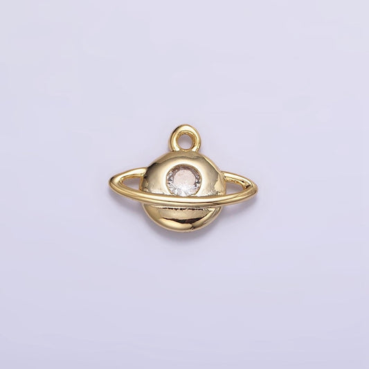 16K Gold Filled Planet Saturn Celestial Space Add-On Charm | N-961