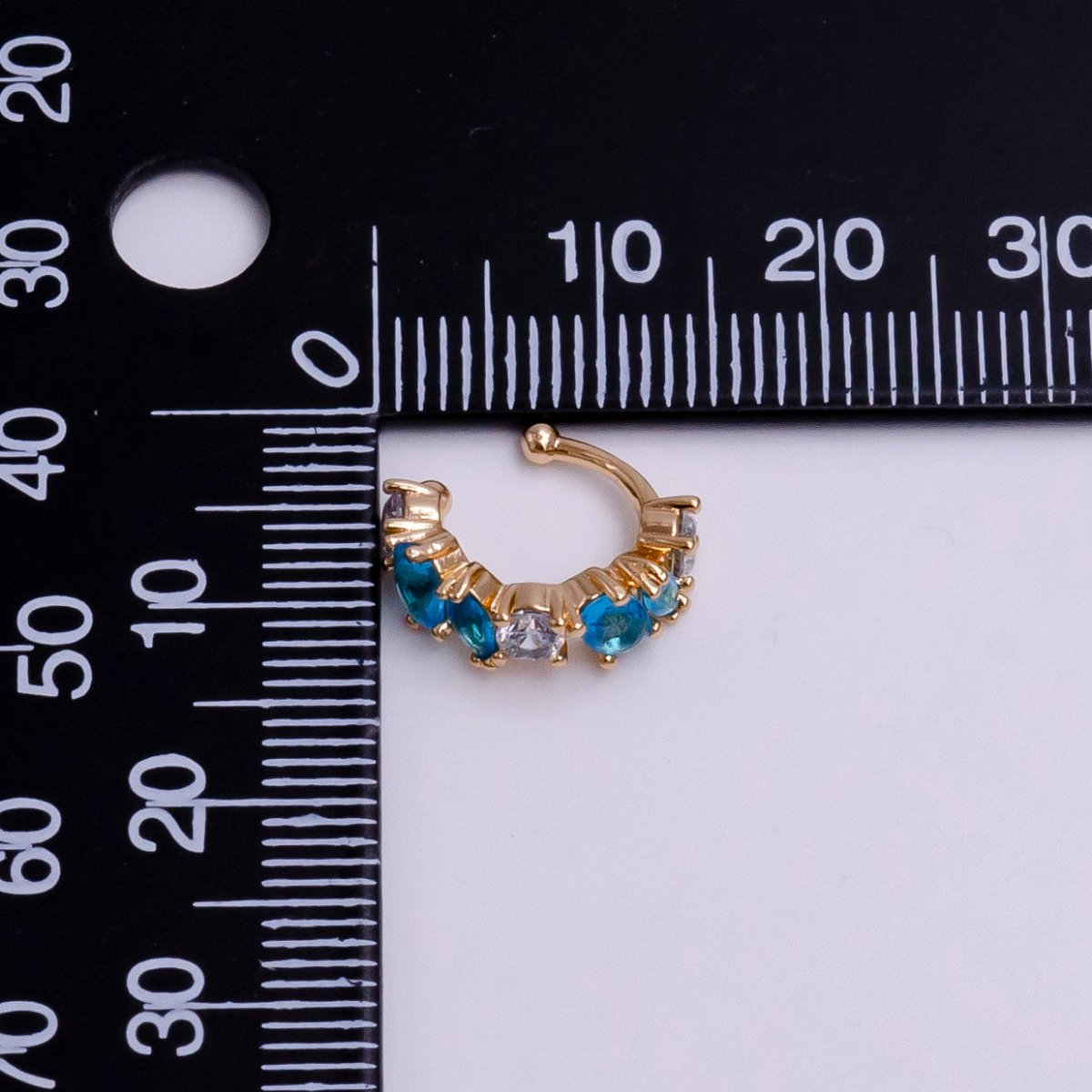 16K Gold Filled Red, Black, Green, Blue, Purple, Pink, Multicolor CZ Lined Ear Cuff Earrings | AI068 - AI074