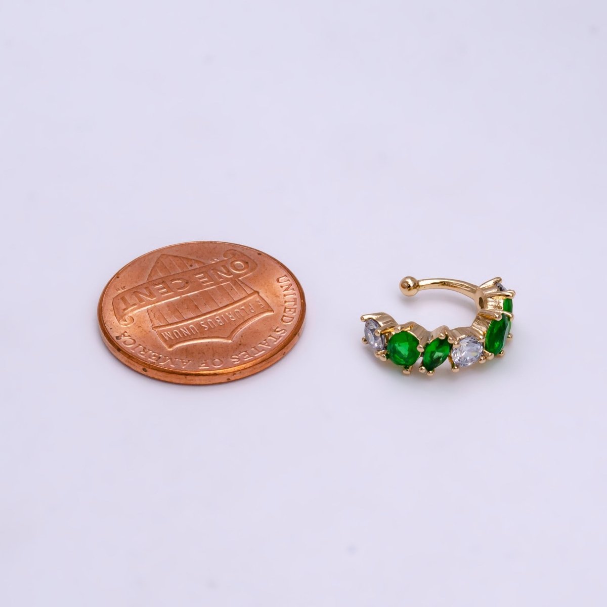 16K Gold Filled Red, Black, Green, Blue, Purple, Pink, Multicolor CZ Lined Ear Cuff Earrings | AI068 - AI074