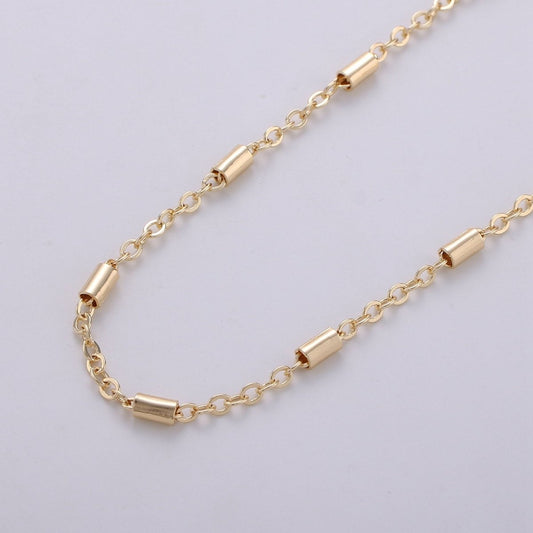 16K Gold Filled Rolo Chain, 4mm Long Tube Chain, Unfinished Rolo Chain For Jewelry, Necklace Bracelet Anklet Supply Component | ROLL-246 Clearance Pricing