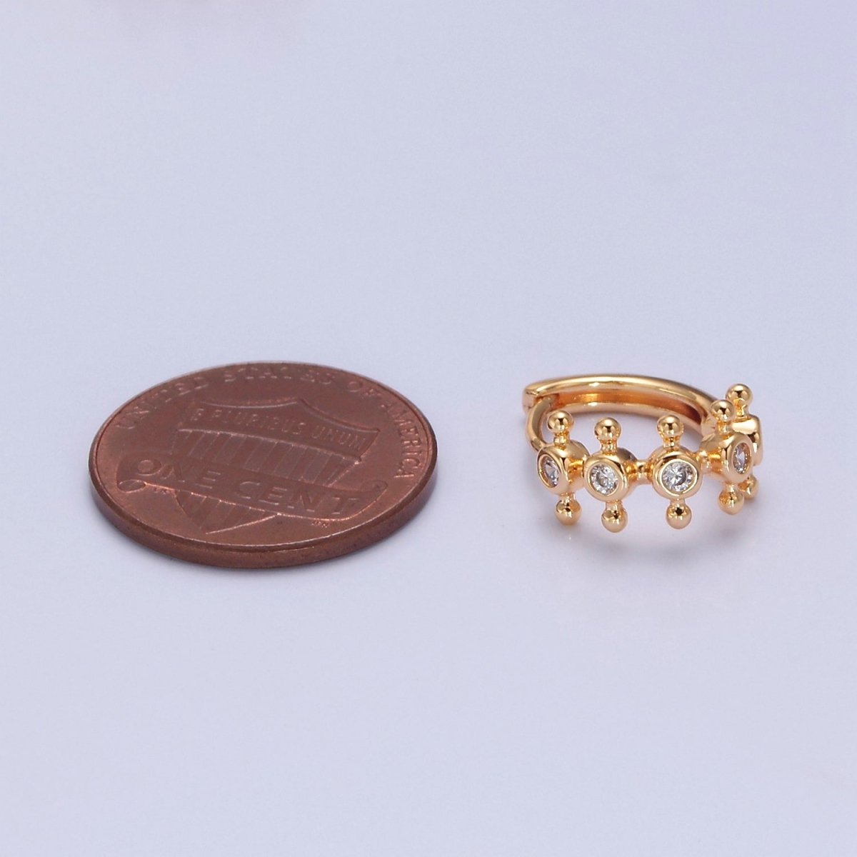 16K Gold Filled Round Bezel Cut Huggie Earring T-438