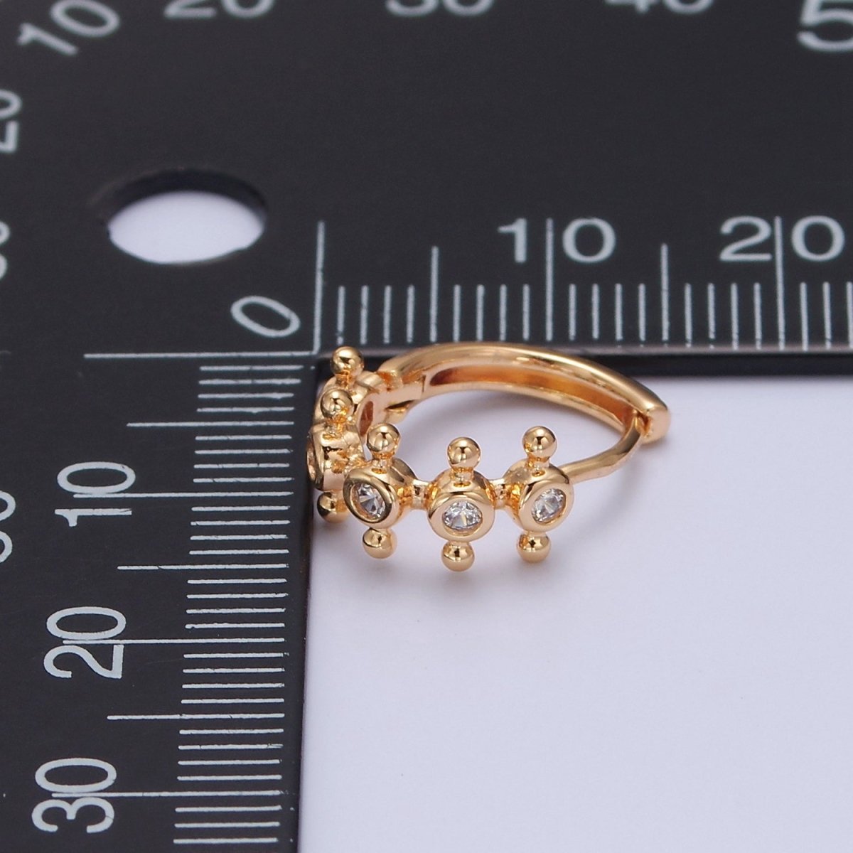 16K Gold Filled Round Bezel Cut Huggie Earring T-438