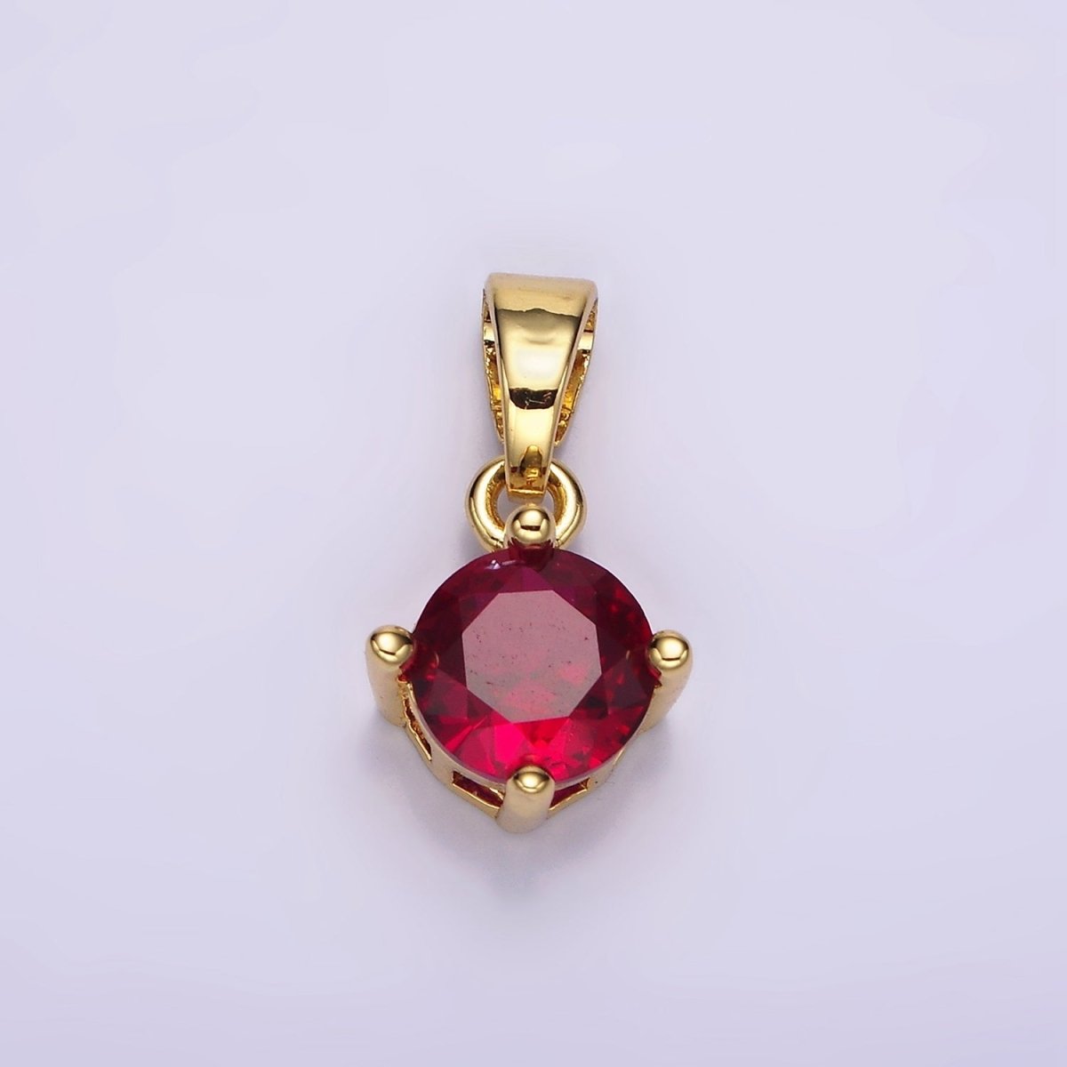 16K Gold Filled Round CZ Birthstone Personalized Solitaire Pendant | N-A1924-N-A1936