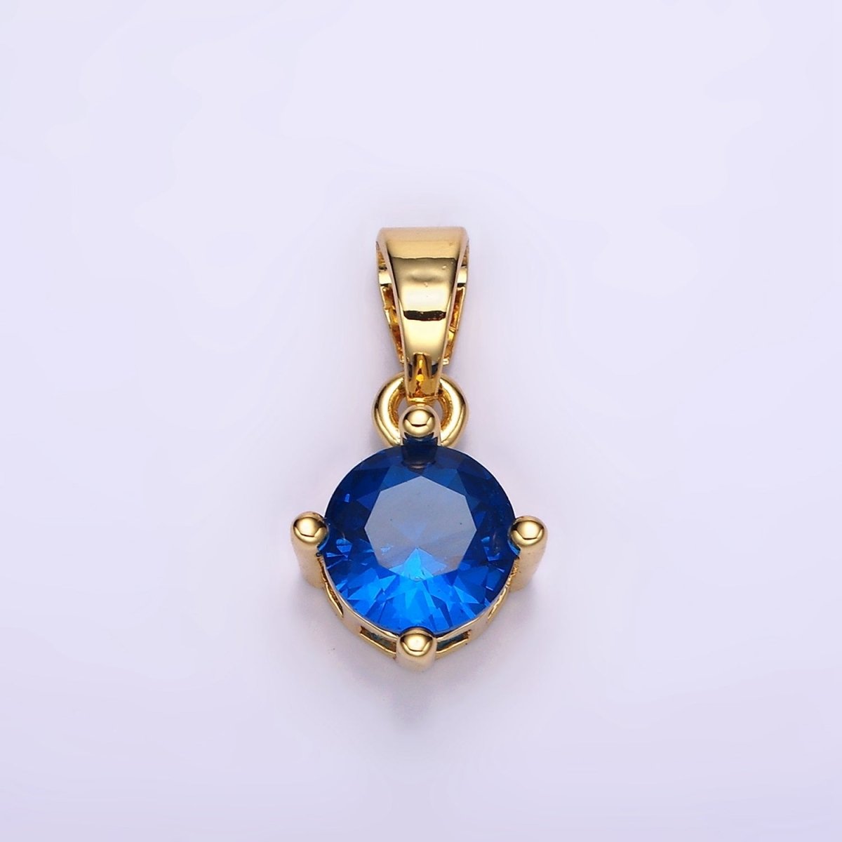 16K Gold Filled Round CZ Birthstone Personalized Solitaire Pendant | N-A1924-N-A1936
