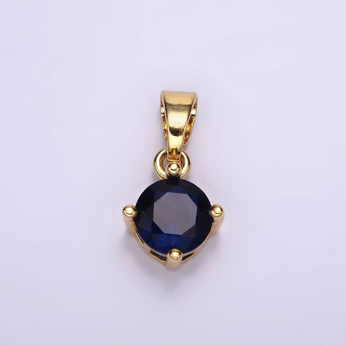 16K Gold Filled Round CZ Birthstone Personalized Solitaire Pendant | N-A1924-N-A1936