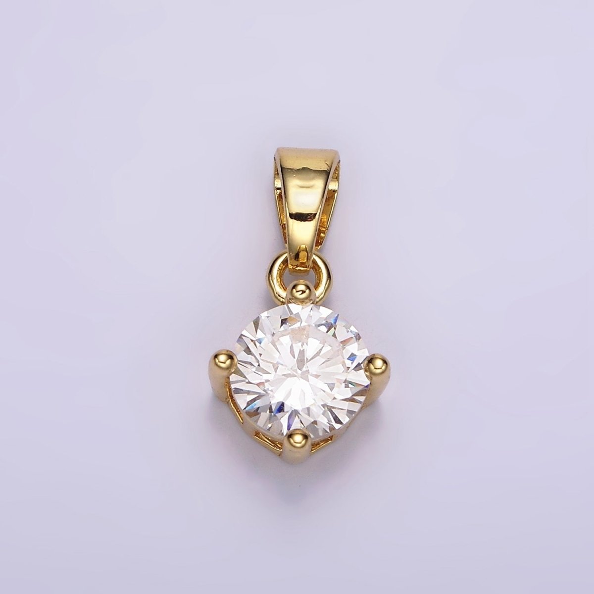 16K Gold Filled Round CZ Birthstone Personalized Solitaire Pendant | N-A1924-N-A1936