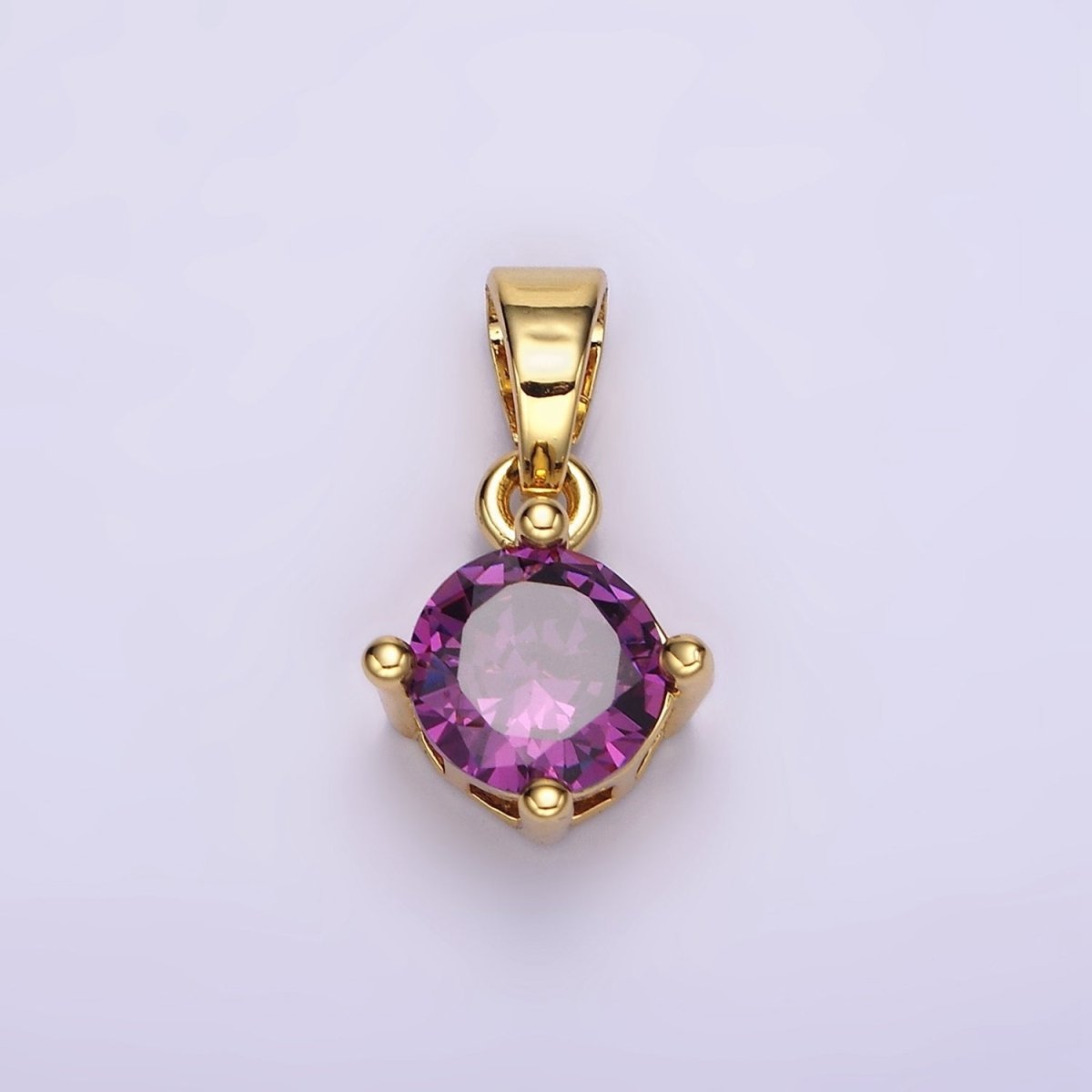 16K Gold Filled Round CZ Birthstone Personalized Solitaire Pendant | N-A1924-N-A1936