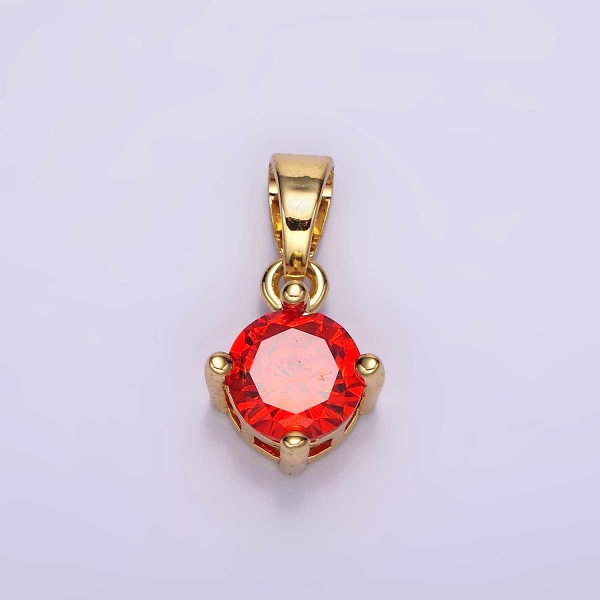16K Gold Filled Round CZ Birthstone Personalized Solitaire Pendant | N-A1924-N-A1936