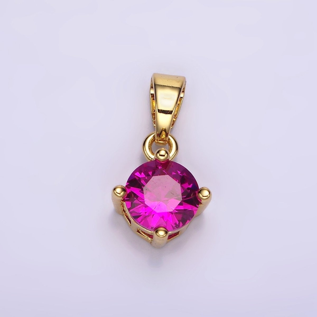 16K Gold Filled Round CZ Birthstone Personalized Solitaire Pendant | N-A1924-N-A1936
