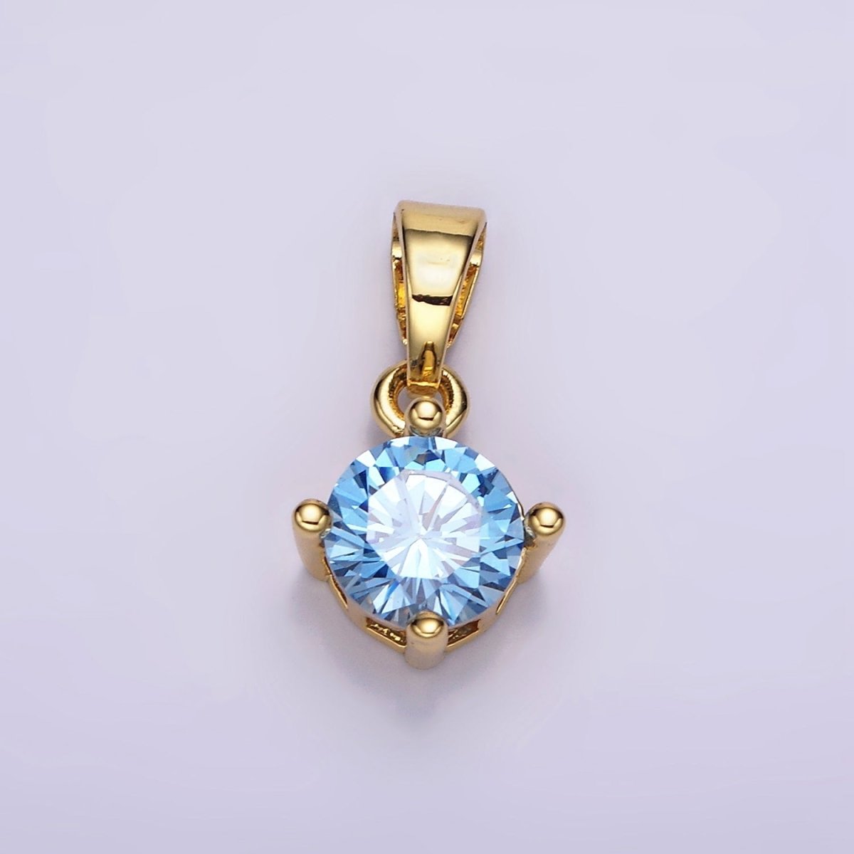16K Gold Filled Round CZ Birthstone Personalized Solitaire Pendant | N-A1924-N-A1936