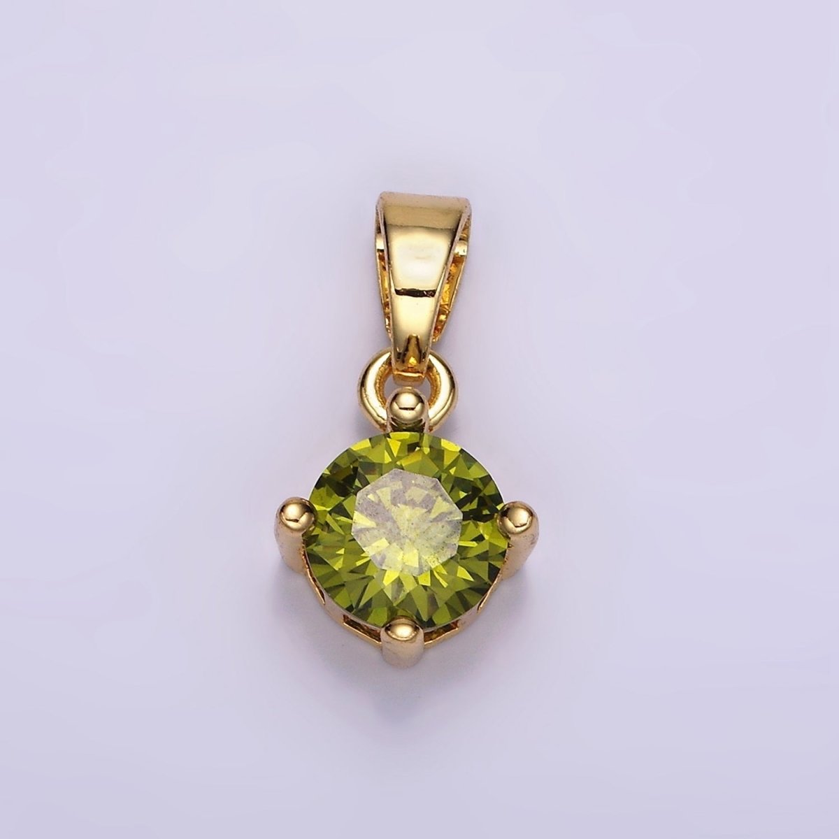 16K Gold Filled Round CZ Birthstone Personalized Solitaire Pendant | N-A1924-N-A1936