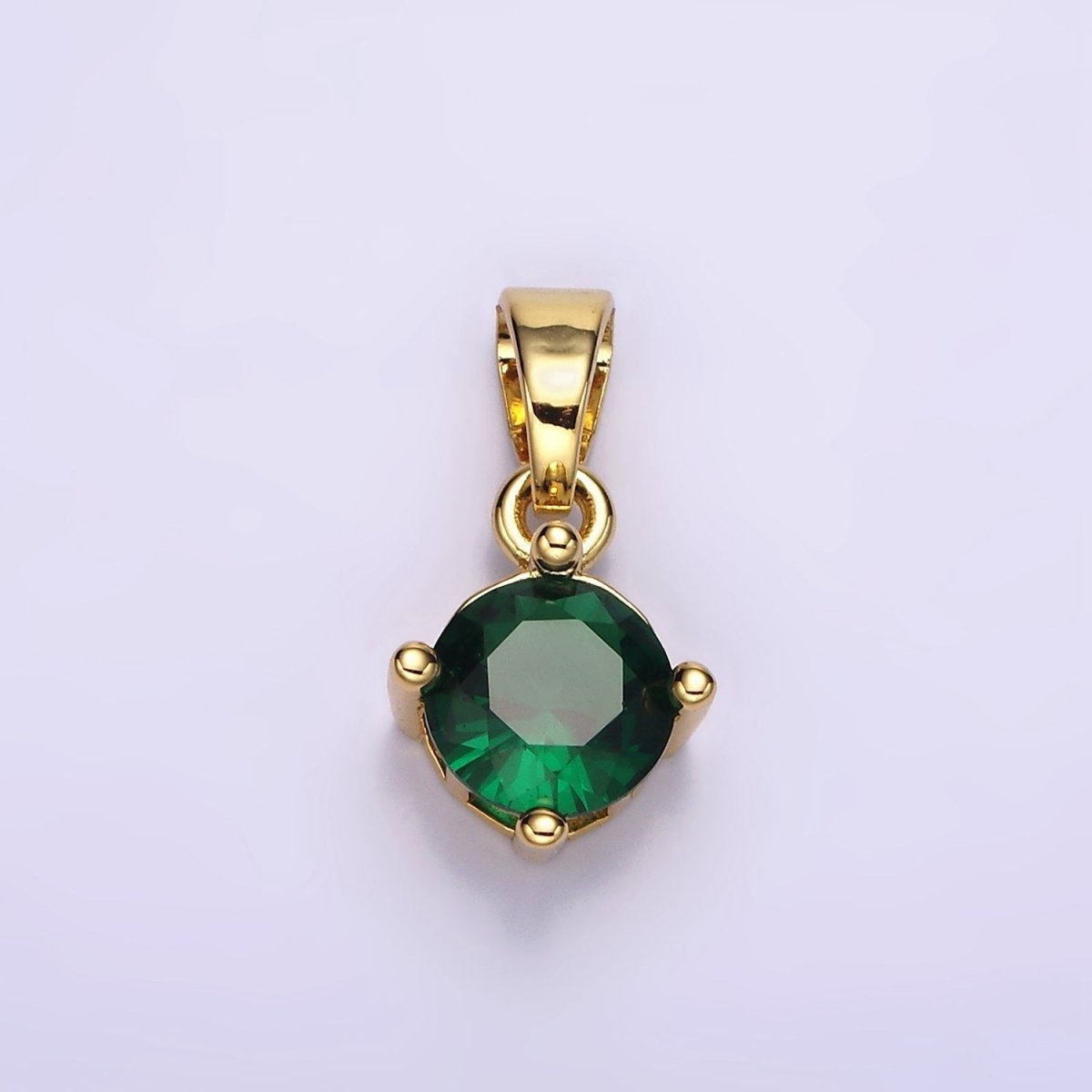 16K Gold Filled Round CZ Birthstone Personalized Solitaire Pendant | N-A1924-N-A1936