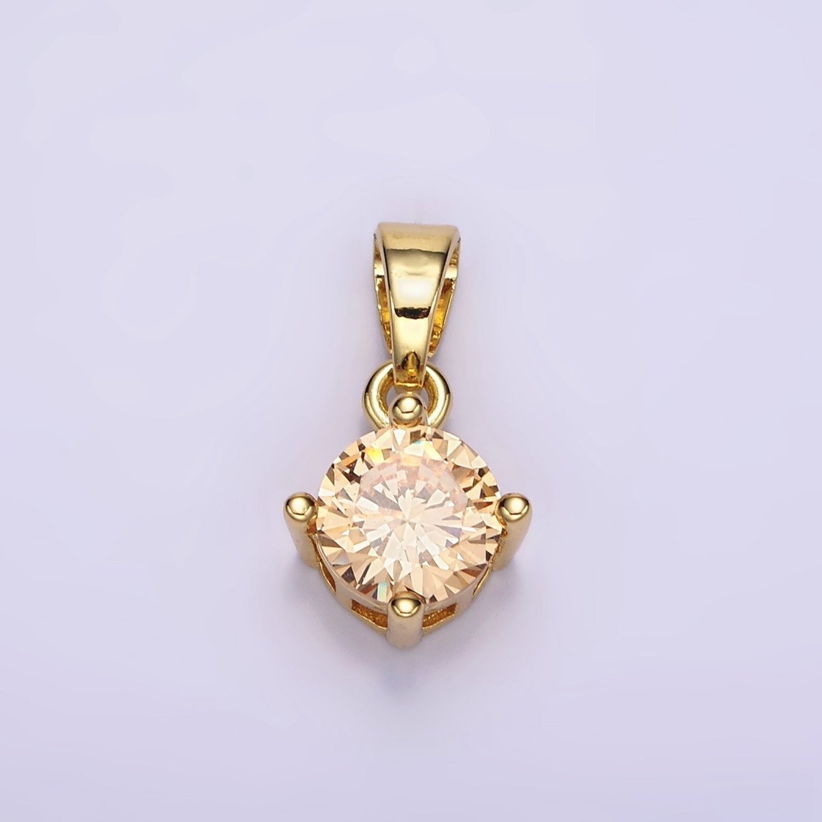16K Gold Filled Round CZ Birthstone Personalized Solitaire Pendant | N-A1924-N-A1936